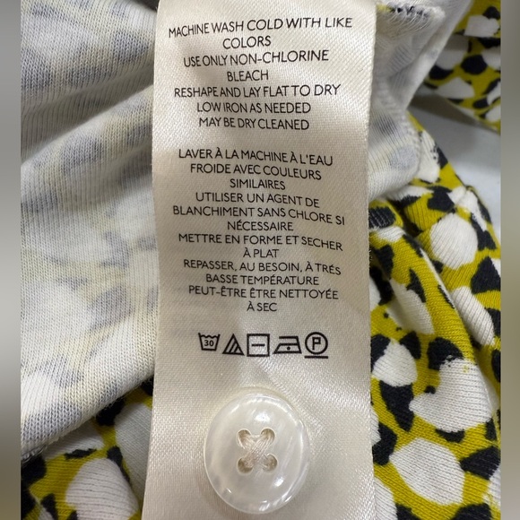 Maeve by Anthropologie Ruched Button-Front Shirt Yellow Abstract Print Small - Picture 4 of 11